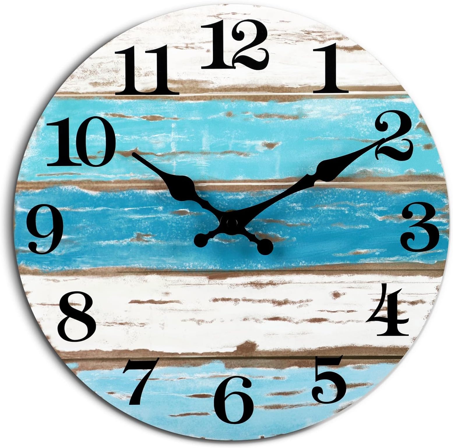 CHYLIN Wall Clock, Beach Themed Blue Wall Clocks Battery Operated Silent Non-Ticking, 8 Inch Vintage Rustic Coastal Nautical Clock Decorative for Kitchen Office Bathroom Bedroom 8
