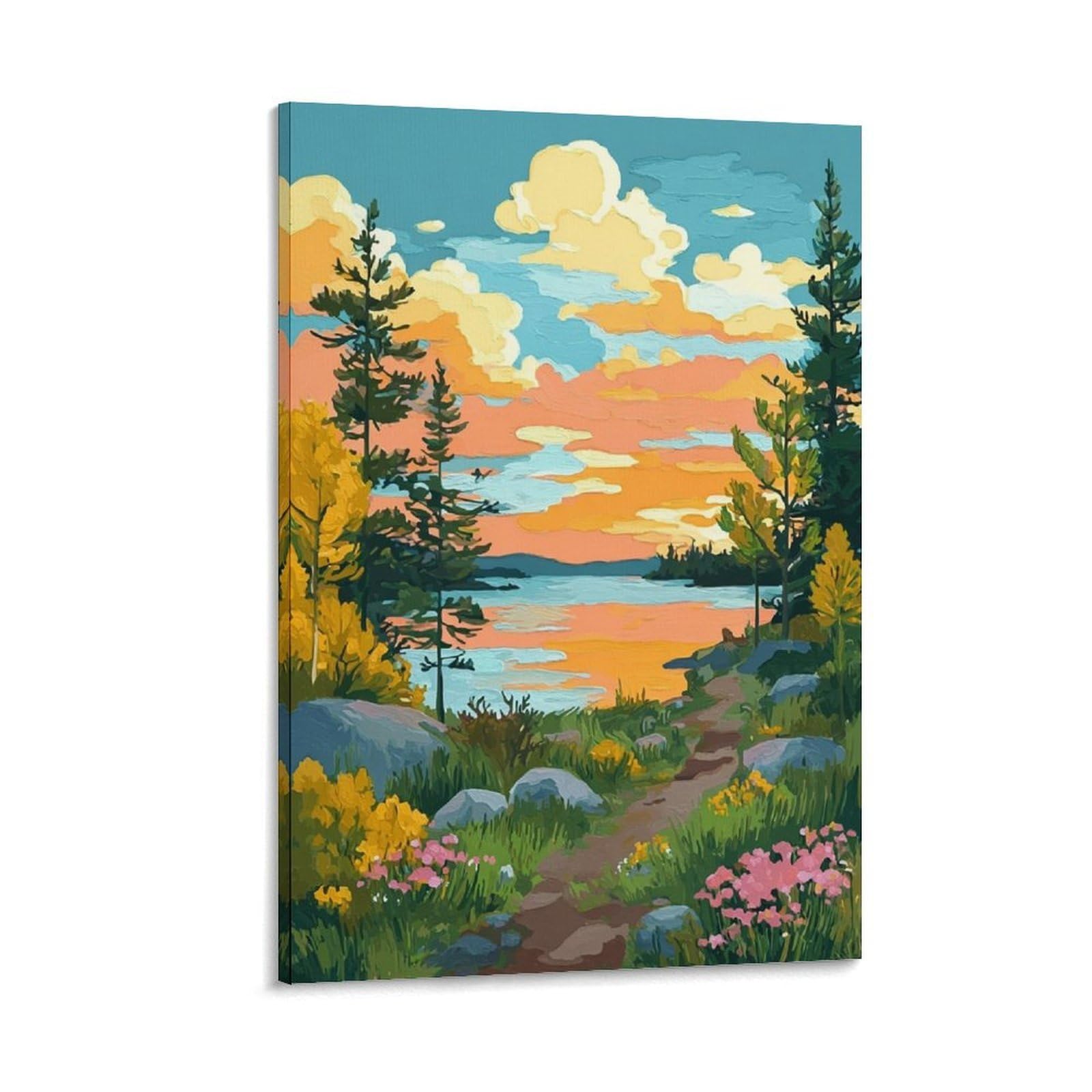 Lake Wallenpaupack Posters 20x30inch(50x75cm) Vintage Watercolor Canvas Art