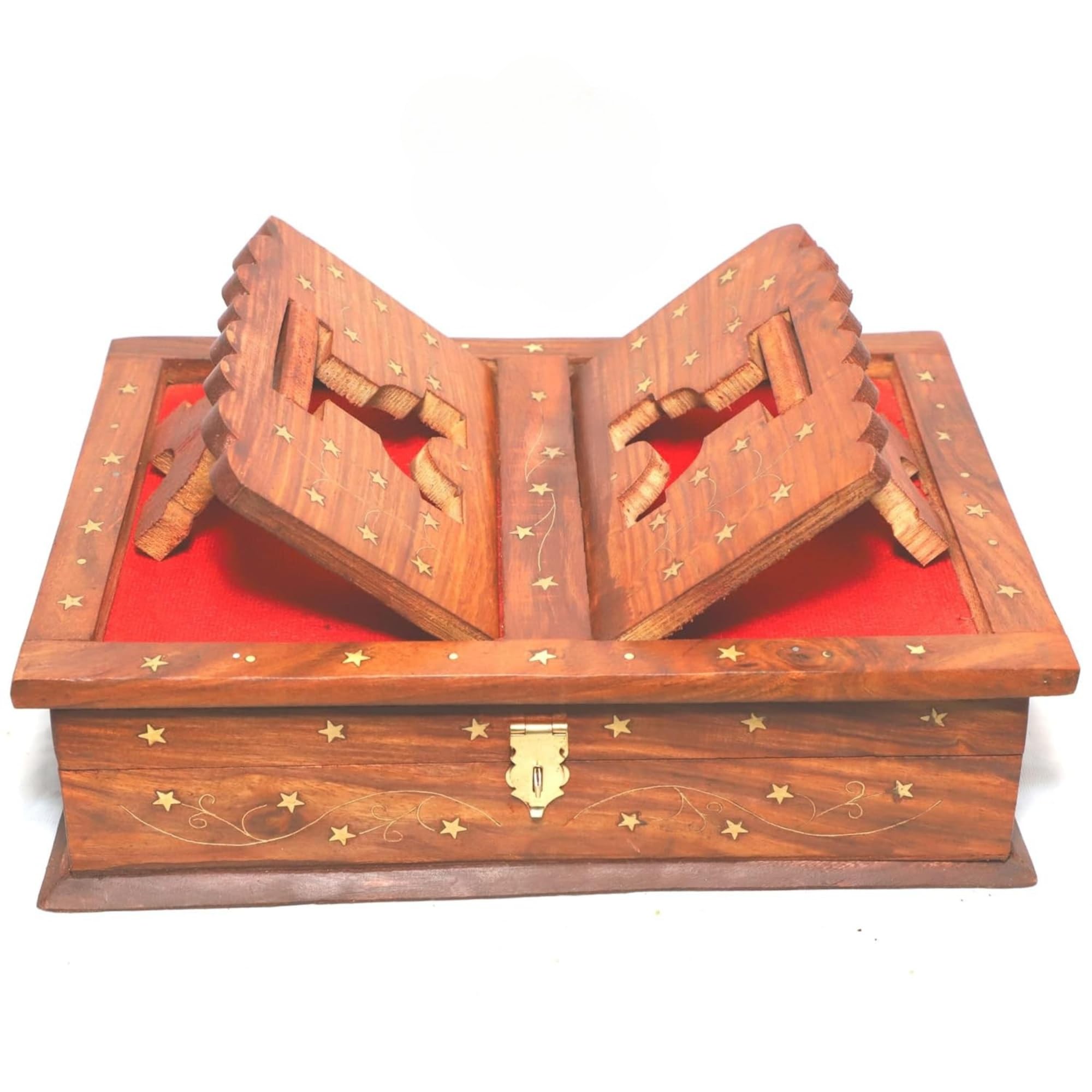 Shri Shri Handicraft Handmade Wooden Holy Book Stand for Reading - Geeta Stand Foldable Rehal Holy Books Book Box | Quran Sharif Granth Pooja Bhagwat Geeta Holder Rihal Bible Ramayana-image-20