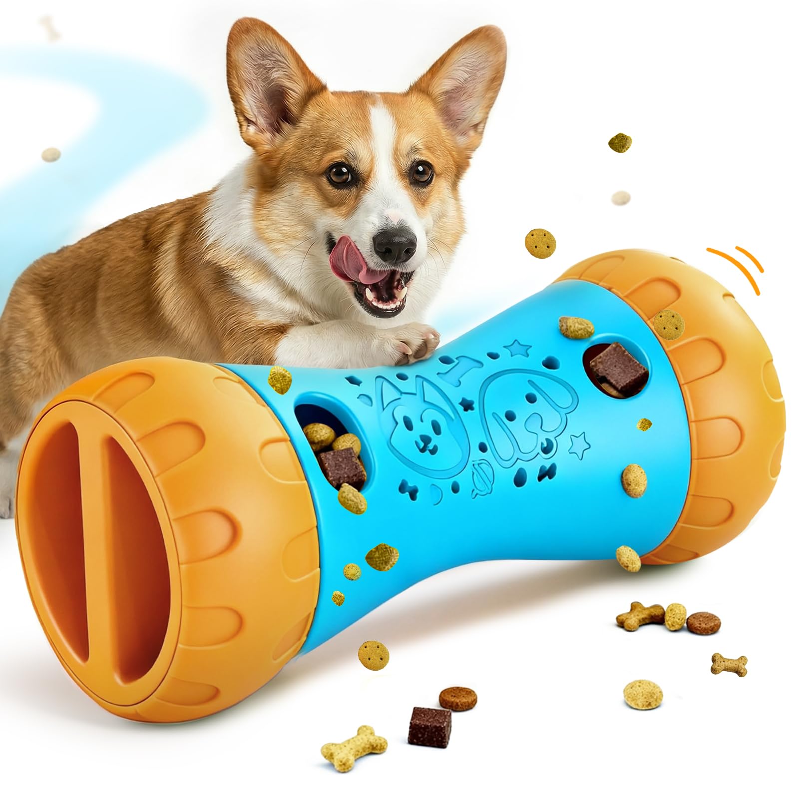 Interactive Dog Toys for Boredom, Dog Treat Toy for Mental Stimulation&Anxiety Relief Birthday Washable Treat Dispenser Dog toy Slow Feeder Enrichment Explore Time,Suitable for all Dogs , Blue