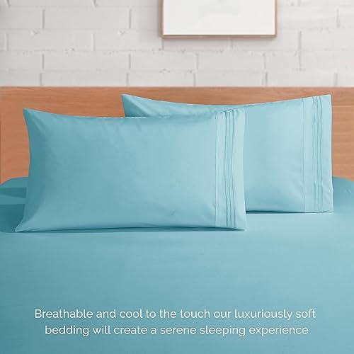 Vista 68 de Elegance Linen® - Juego de sábanas de 4 piezas, resistente a las arrugas, 1500 hilos, ultrasuaves, esquinas tipo bolsillos profundos de hasta 16