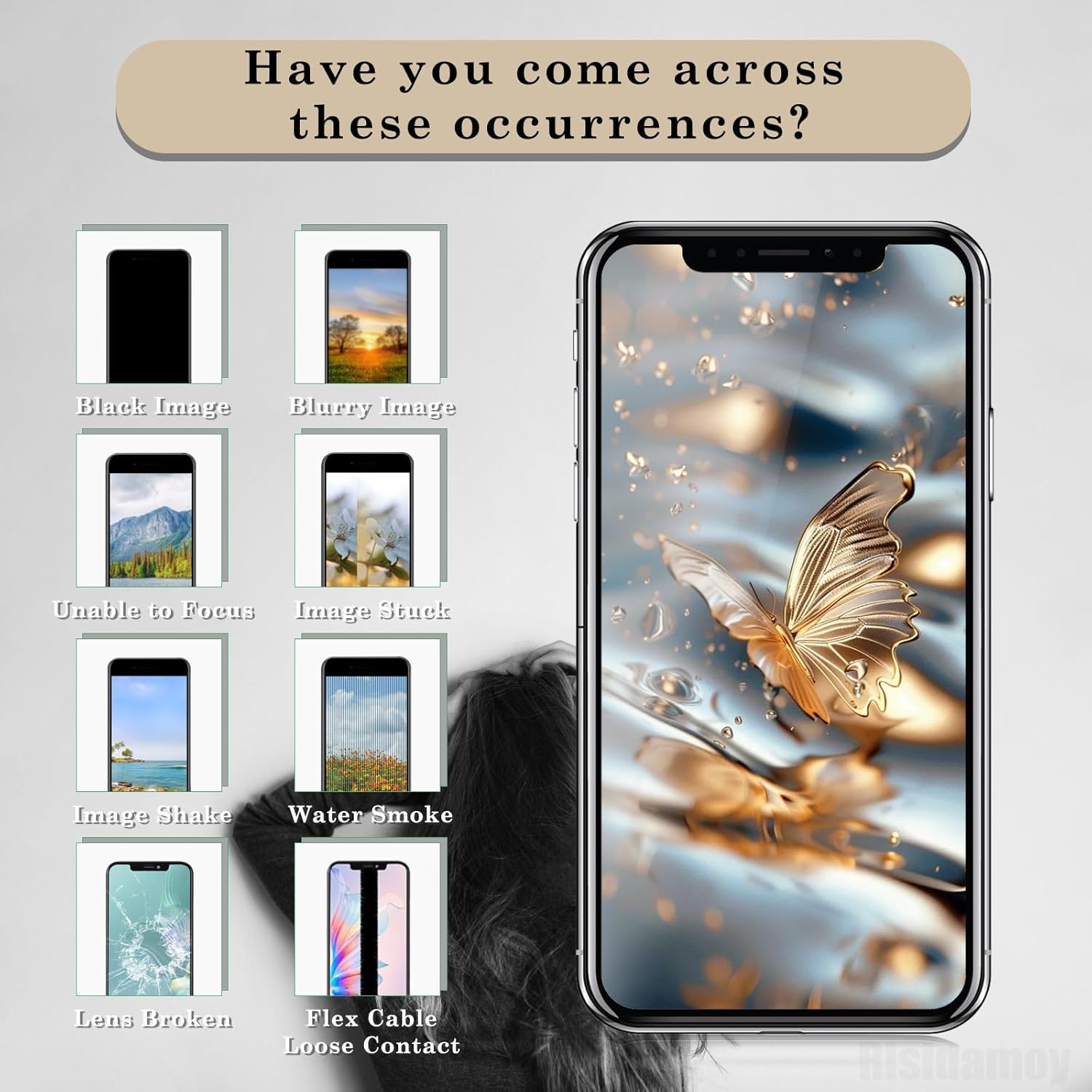 for iPhone Xs/Xs Max OEM Main Back Rear 12MP Camera Replacement Dual Optical Image Stabilization Smart HDR for Photos Metal Case Flex Cable Connector Repair A1921 A2101 A2102 A2103 A2104