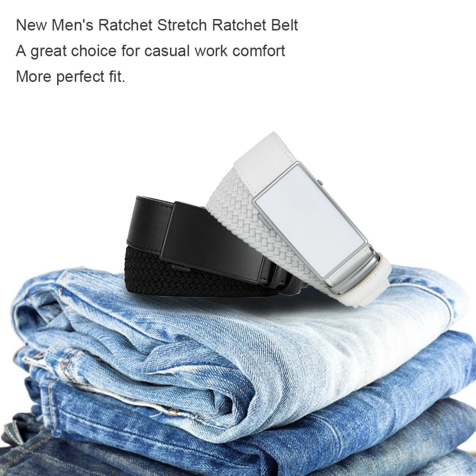 Herrengürtel, lässig, gewebt, elastisch, für Outdoor-Sport, echtes Leder, Klettern, Arbeit, Jeans, Hosen