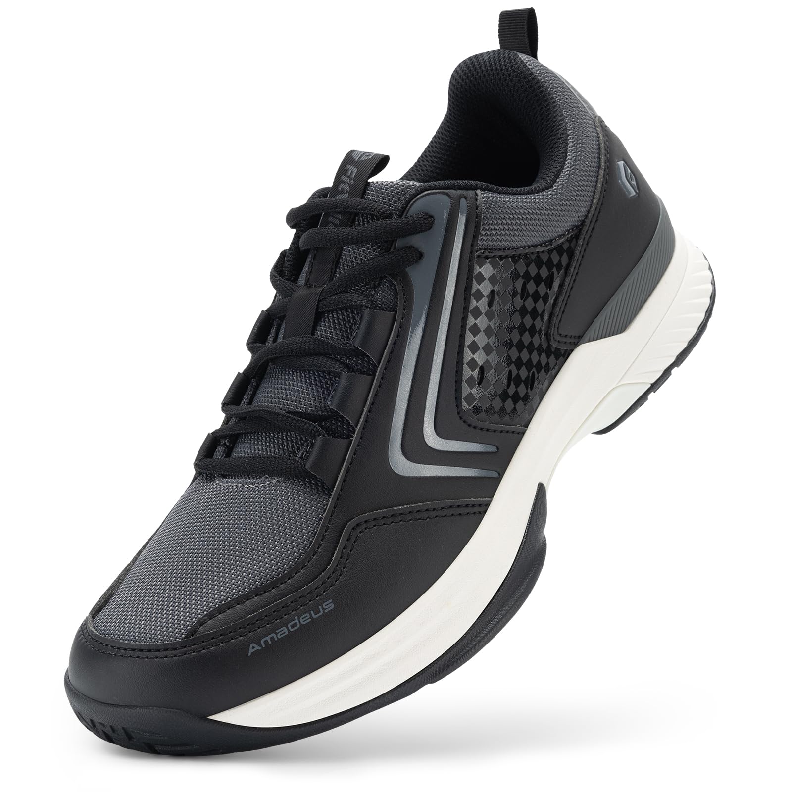 FitVille Tennis Shoes for Men Pickleball Shoes Sneakers | Court Racquetball Athletic Shoes for Racquet Sport | Wide Toe Box & Arch Support (10 Medium, Black)