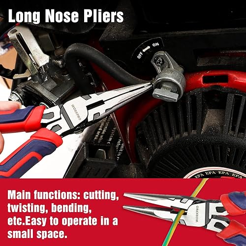 Miniatura 7 de WORKPRO Juego de llaves combinadas de trinquete de cabeza flexible de 8 piezas SAE y juego de alicates de 4 piezas