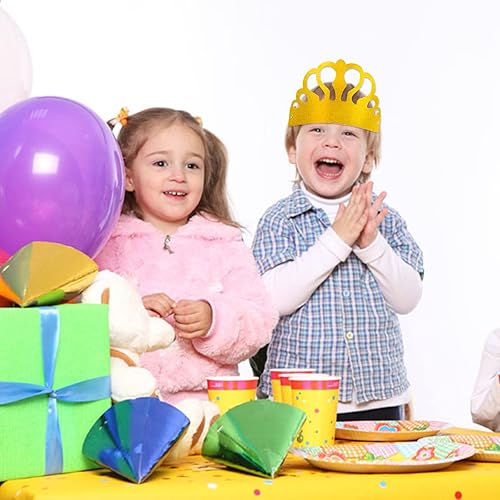 Miniatura 6 de Fancy Land Coronas de cumpleaños para niños, paquete de 25 unidades, coronas de papel brillante para aula, cumpleaños, escuela, familia, suministros