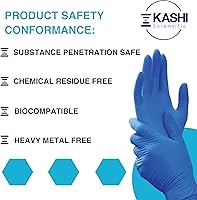 Vista 5 de Kashi Scientific Guantes desechables de nitrilo para examen médico, sin polvo ni látex, guante azul de 4 mil sin látex, guantes aptos