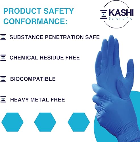 Miniatura 5 de Kashi Scientific Guantes desechables de nitrilo para examen médico, sin polvo, sin látex, texturizados, 4 mil, seguros para pacientes y alimentos