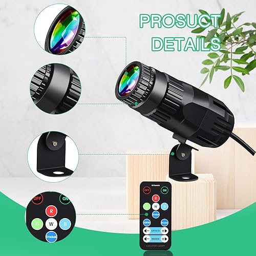 Miniatura 3 de Tarpop 3 proyectores de discoteca con 3 espejos brillantes remotos Pinspot Light 15W RGBW LED Beam luz de escenario 4 en 1 iluminación de escenario