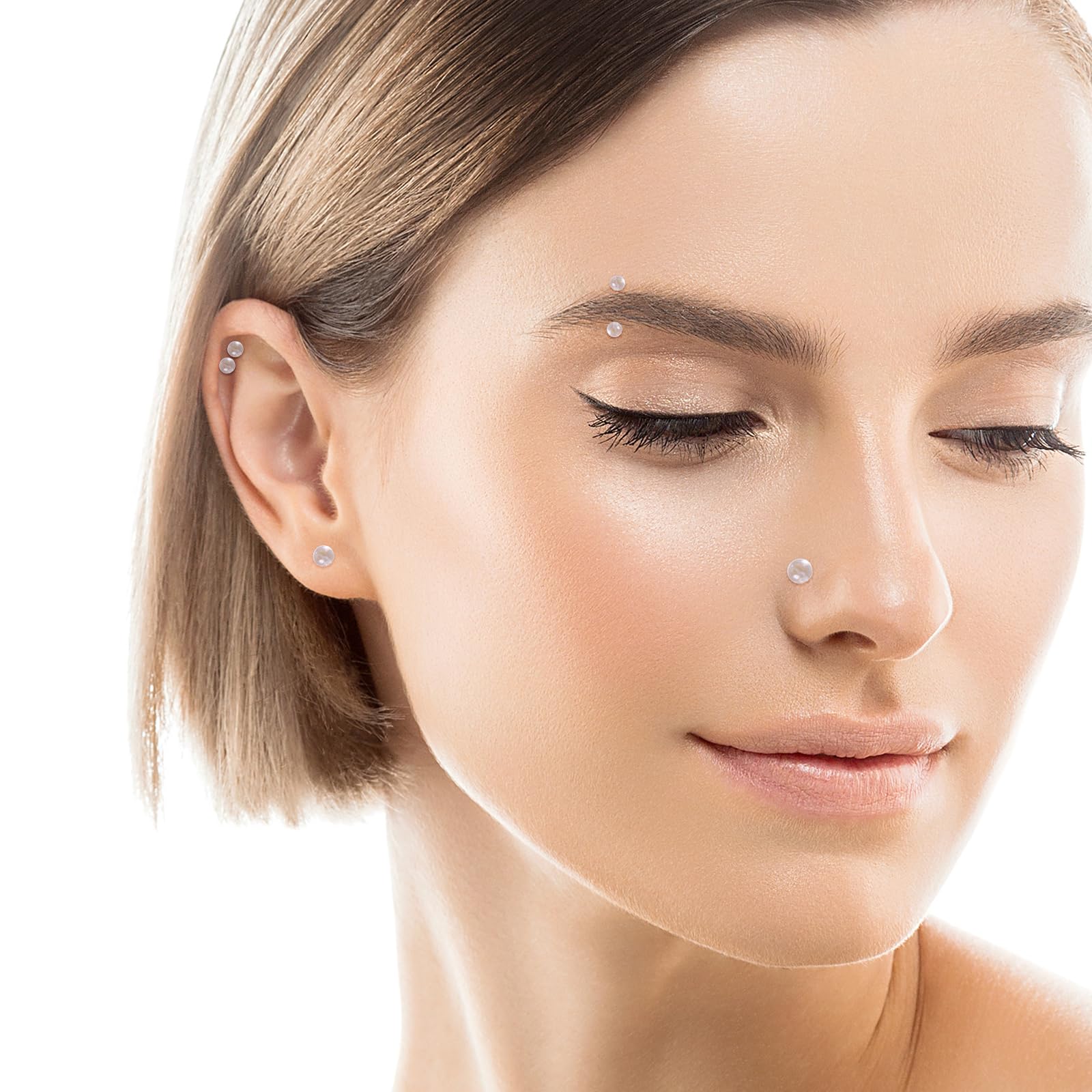 Telooco 43 szt. kolczyków do piercingu, przezroczyste plastikowe kolczyki do nosa, kolczyki do chrząstki przegrody nosowej, brwi, wargi, tragus, biżuteria dla mężczyzn i kobiet