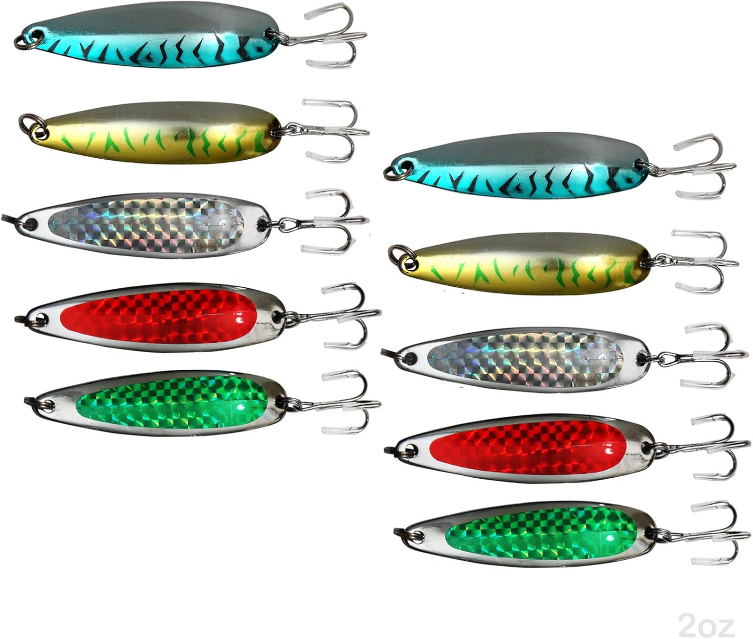 10pcs 5color Set 2oz 6inch Fishing Spoon with Treble Hook - Fish WOW!
