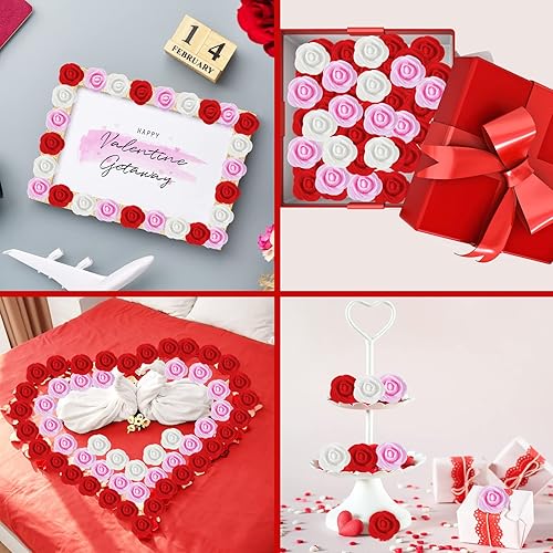 Miniatura 5 de Giegxin 1000 mini rosas artificiales de San Valentín de 1.4 pulgadas a granel, mini rosas falsas para manualidades, manualidades, ramos de boda