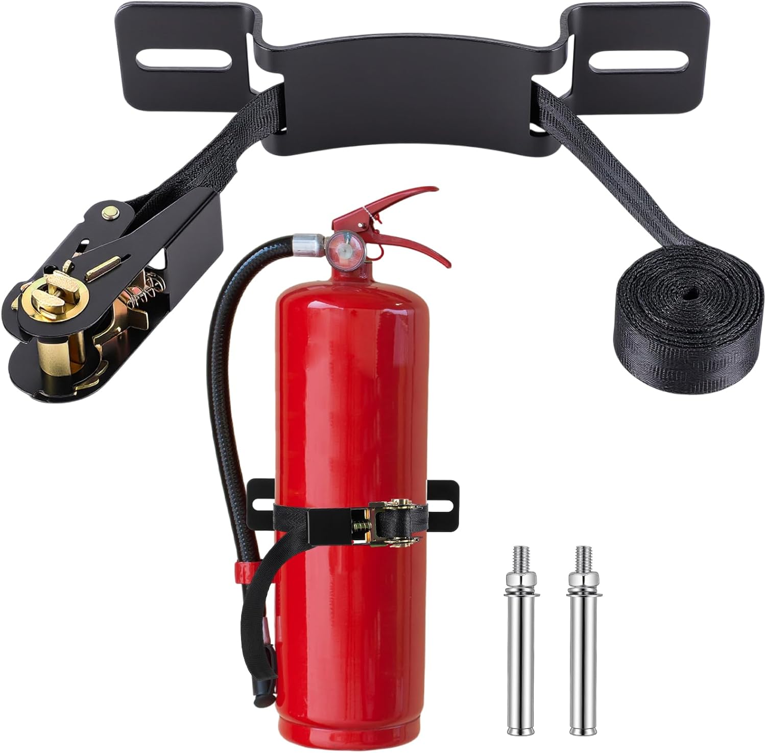 4 Pieces Propane Tank Holder & Mount Propane Tank Bracket Steel Nitrogen Wall-Mounted Bracket with Screws and Ratchet Belt for Installation of Various Gas Cylinders