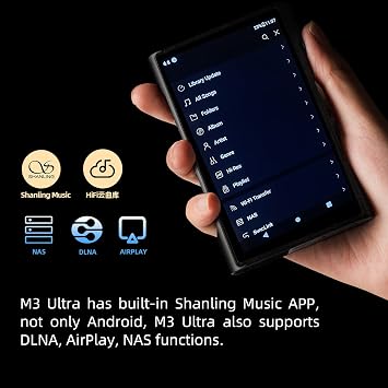 SHANLING M3 Ultra MP3/MP4 Player,Portable Hi-Res Bluetooth Audio Player,4.2inch LCD Touch Screen|MQA 16X|2.4G/5G|3500mAh| 3+32GB+2TB Scalable|Android 10|Dual ES9219C DAC/AMP|3.5mm&4.4mm Output (Green)