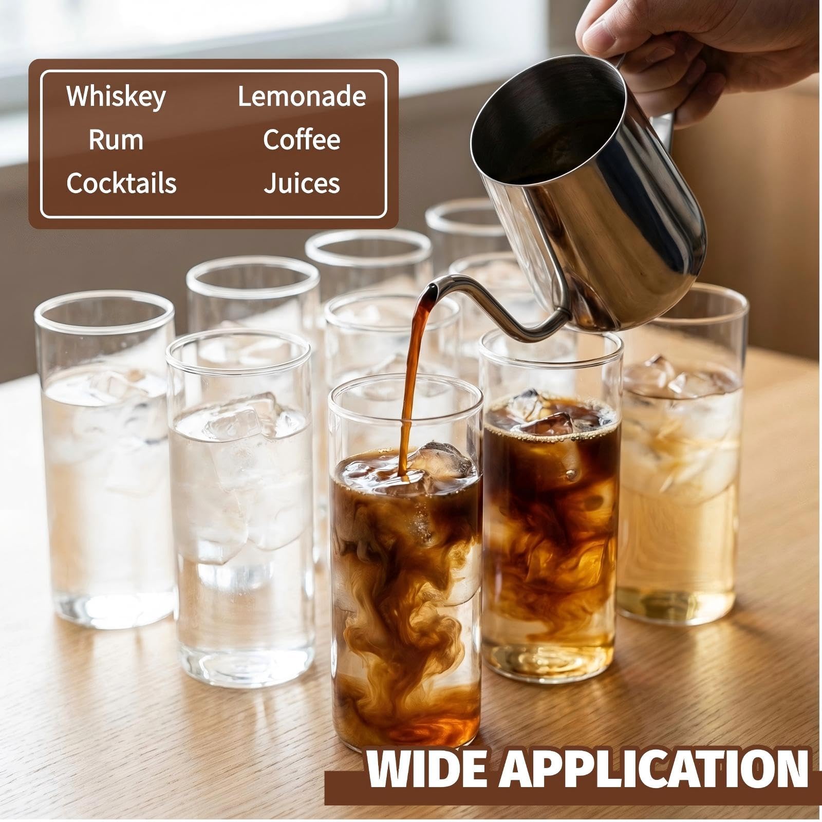 Lot de 12 verres à eau fins - 500 ml - Hauts - Légers - Pour eau, jus, cocktails, mojito, whisky