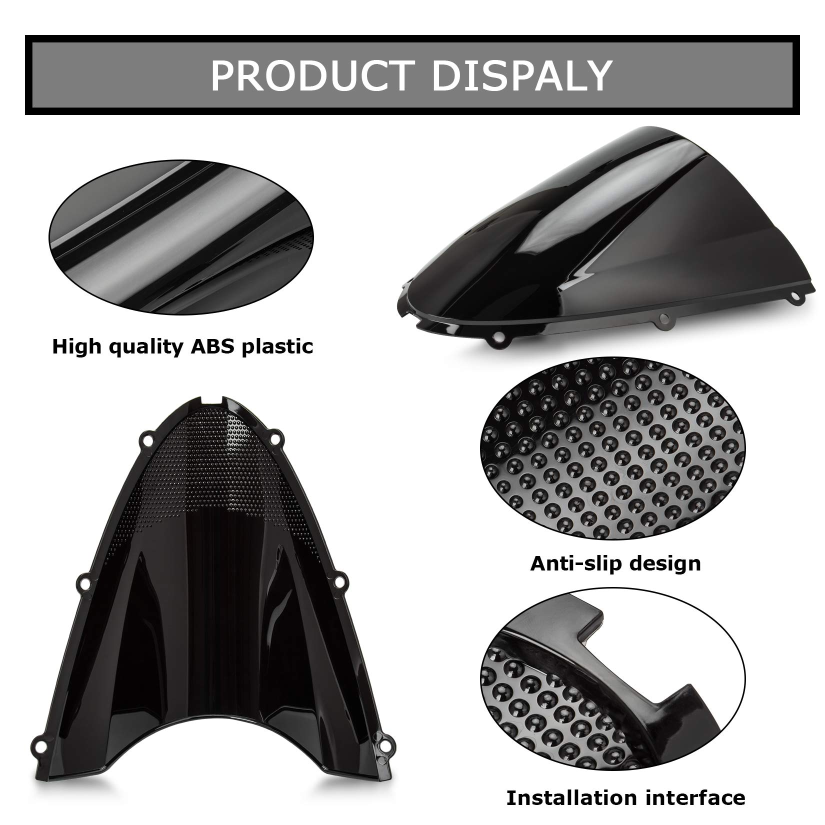 Pare-brise Double Bulle Pour Kawasaki Ninja ZX6R / ZX636 2005-2008 - ABS Noir