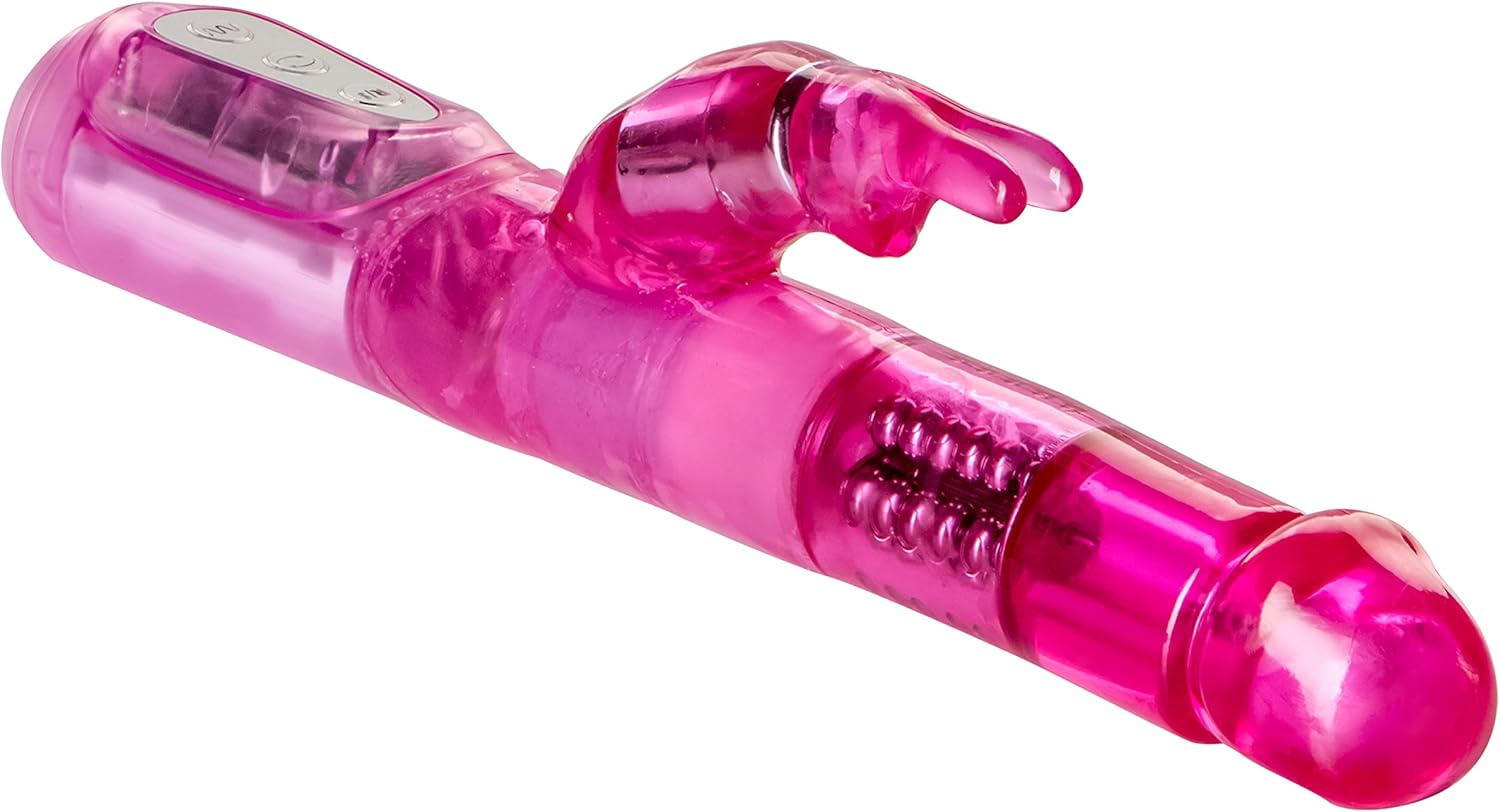 CalExotics 7-Function Jack Rabbit Vibrator With Rotating Shaft - Waterproof Vibe Sex Toys for Couples - Adult Hands Free G Spot Massager - Pink