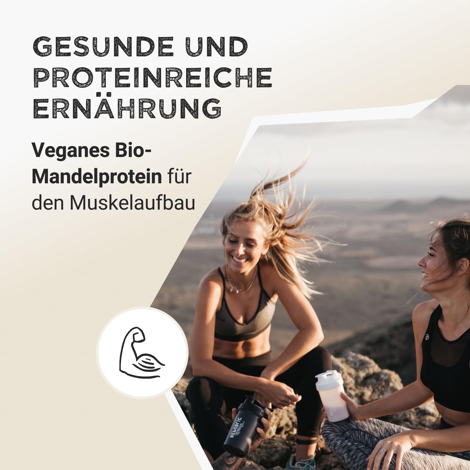 HARVEST REPUBLIC Veganes Proteinpulver Natur | 550 g Protein Pulver auf Mandelbasis | bis zu 13,8 g Protein pro Portion | Geschmacksneutral | ohne Zusatzstoffe
