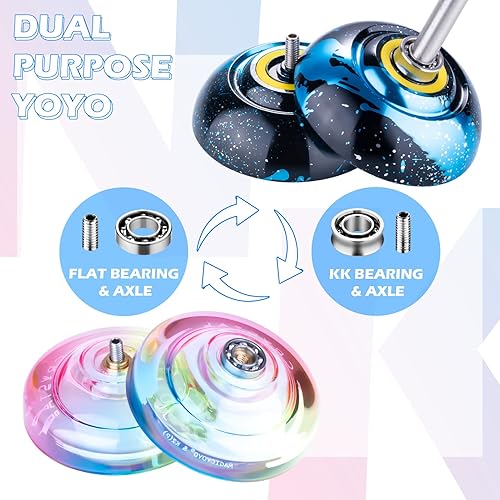 Miniatura 4 de MAGICYOYO Yoyo profesional N11+Crystal Yoyo K2 Gradiente, Yoyo sensible y Yoyo insensible para principiantes avanzados, paquete de 2 Pro Yoyo con 12