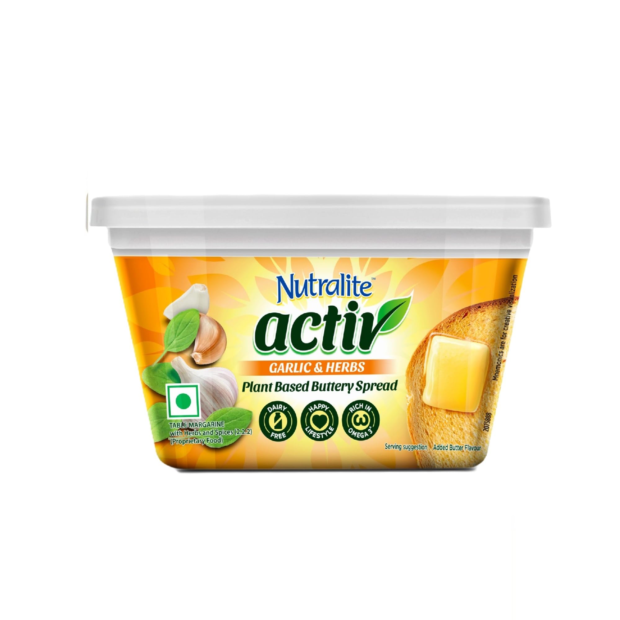 Nutralite Activ Plant Based Spread - Garlic & Herbs - 100 g Tub | Dairy-Free | Rich in Omega-picture-10
