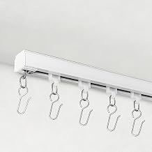Ceiling Curtain Track Ceiling/Wall Mounted Curtain Track Rails System for Sliding Curtains Room Divider Curtains Tracks/Rod for Living Room Bedroom Office Shower Outdoor Curtain White 9ft