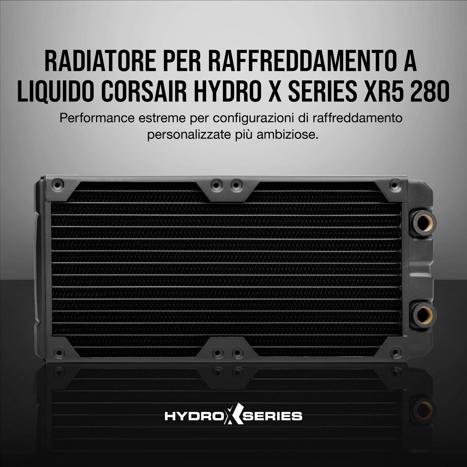 Corsair Hydro X Serie, XR5 280 mm Radiatore Sottile per Raffreddamento a Liquido, Doppi Supporti Ventole da 140 mm, Installazione Struttura di Rame di con Guide delle Viti Delle Ventole, Nero