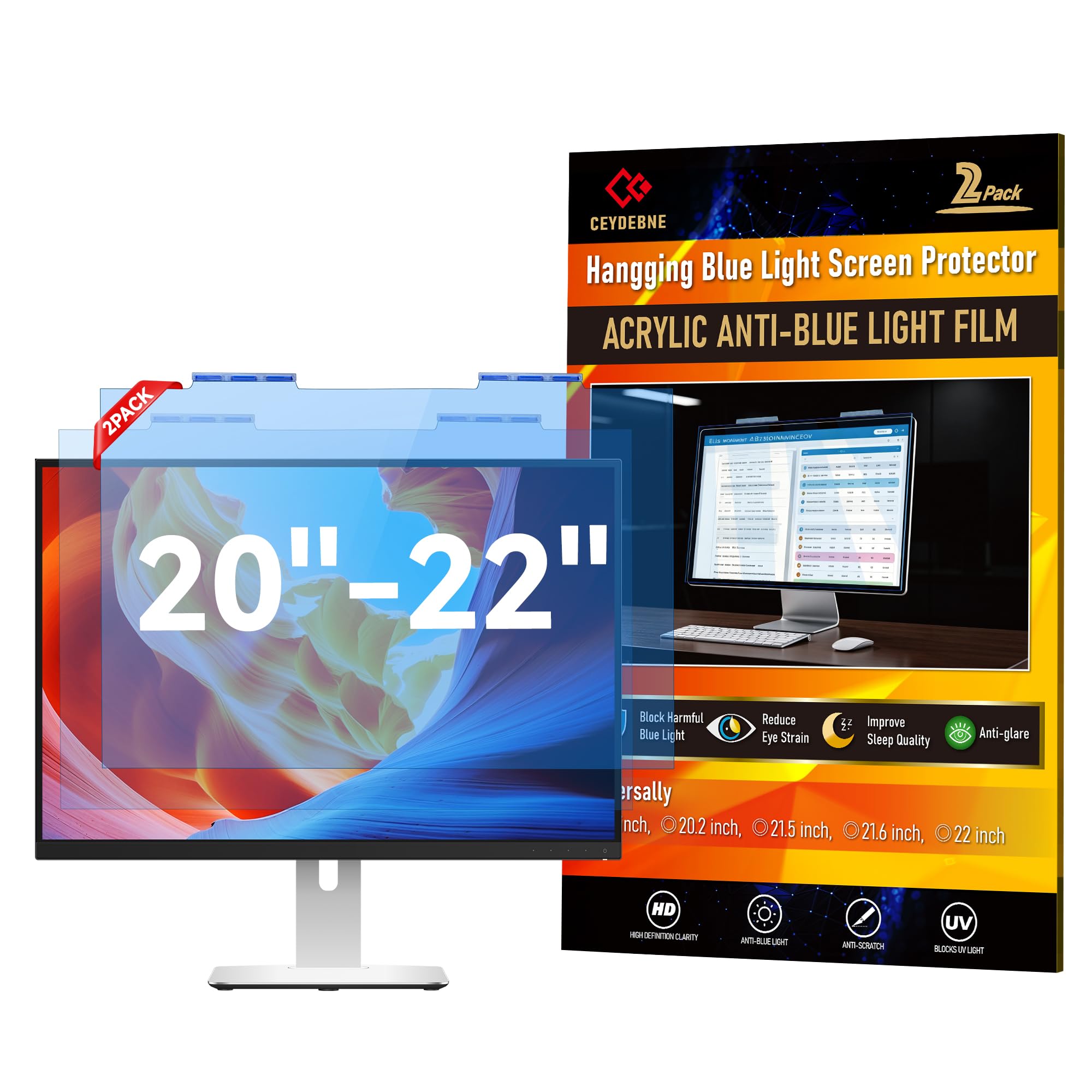 Confezione da 2 pellicole protettive per monitor da 50,8 a 55,9 cm