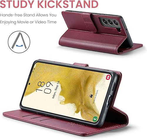 Miniatura 9 de FLIPALM Funda tipo cartera para Samsung Galaxy S22 PlusS22+ con bloqueo RFID, soporte para tarjeta de crédito, de piel sintética, con función atril,