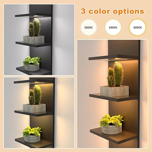Miniatura 5 de Estantes de pared de 5 niveles con luz LED, estante de columna vertical, almacenamiento flotante, organizador de decoración del hogar, estante de