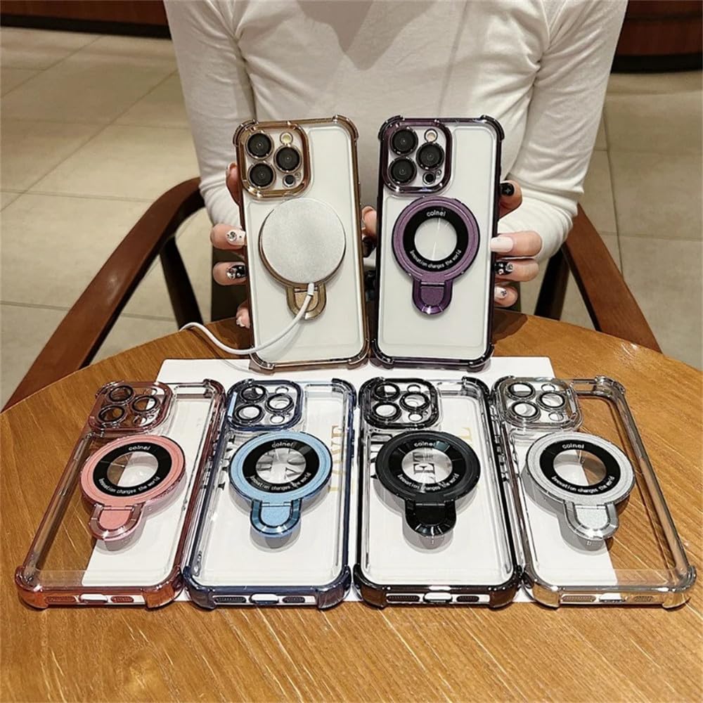 Magnetyczne etui z uchwytem do iPhone'a 16 15 14 13 12 11 Pro Max, powłoka z podstawką, odporna na wstrząsy, czarne, do iPhone'a 11 Pro