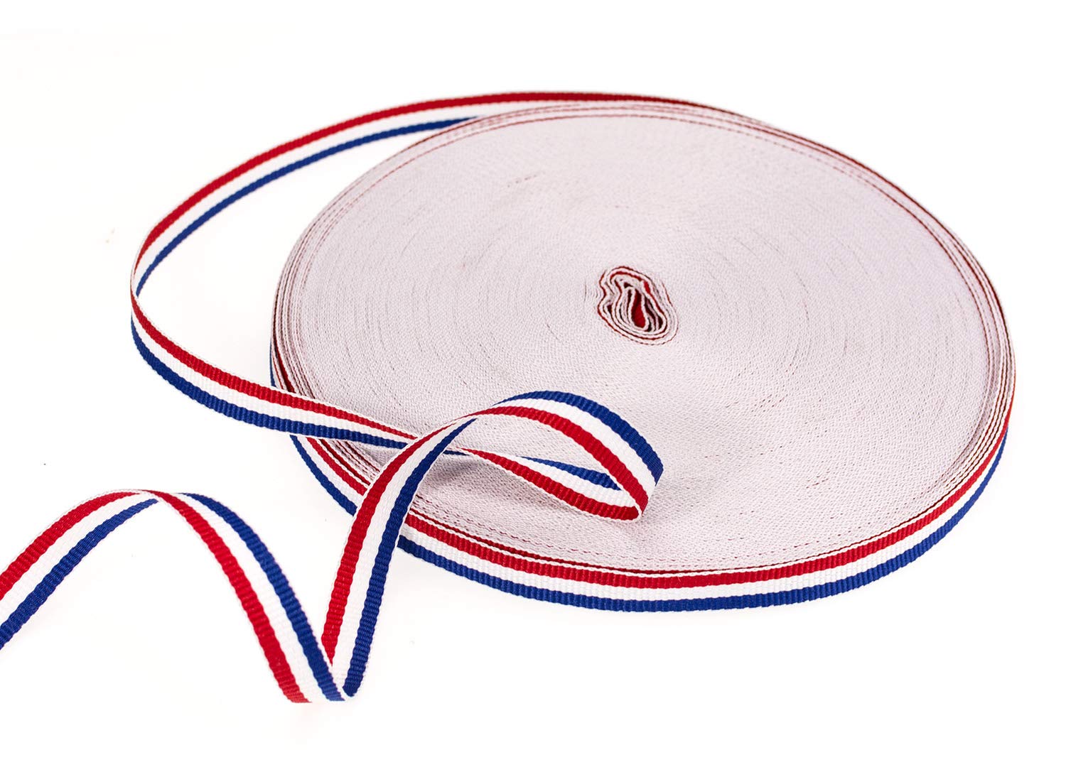 ATRBB50 Yards 3/8 Inch Red/White/Blue Stripe Grosgrain Ribbon Double Face Polyester Colorful Ribbon for Crafts DIY Gift Package Wrapping