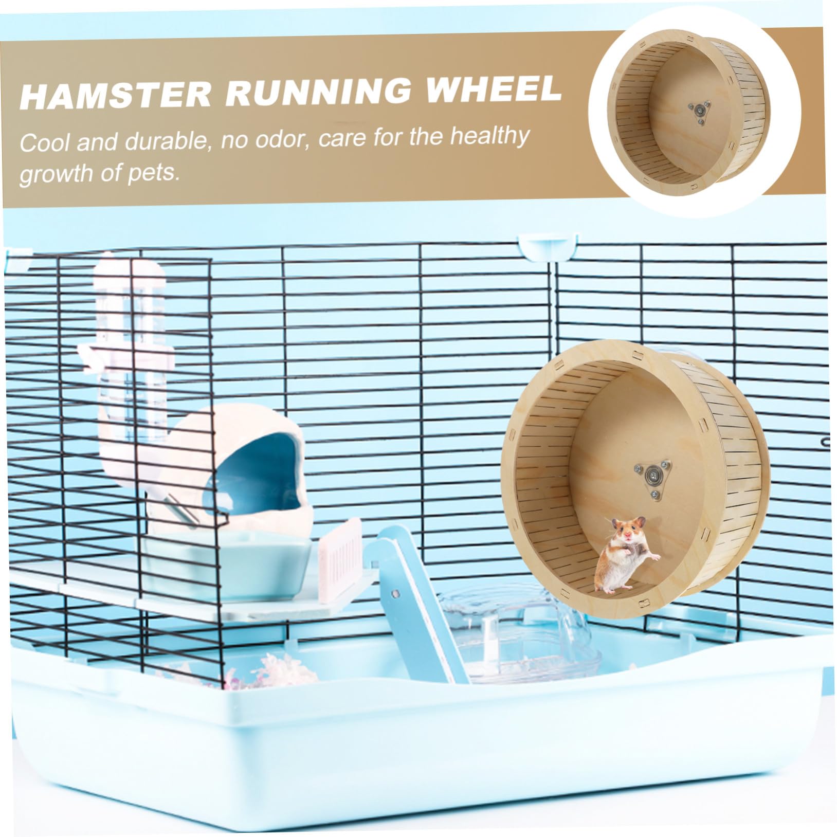 Rueda de Madera para Hámster Juguete Silencioso y Resistente para Ejercicio de Pequeños Roedores y Chinchillas Superficie Antideslizante para Mascotas Pequeñas