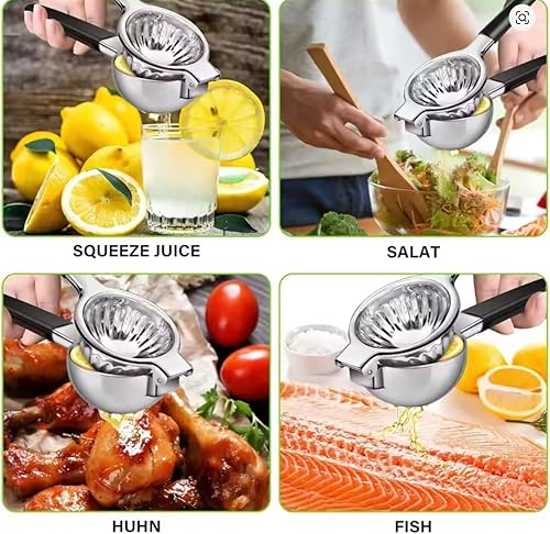 Miniatura 8 de Exprimidor de limón Tuiswo Exprimidor manual grande de cítricos de acero inoxidable, cuenco de metal duradero con agarre antideslizante, calidad