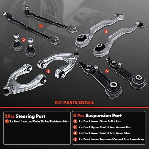 Miniatura 3 de A-Premium Juego de 10, brazo de control inferior superior delantero, rótula inferior, conjunto de extremo de barra de acoplamiento exterior