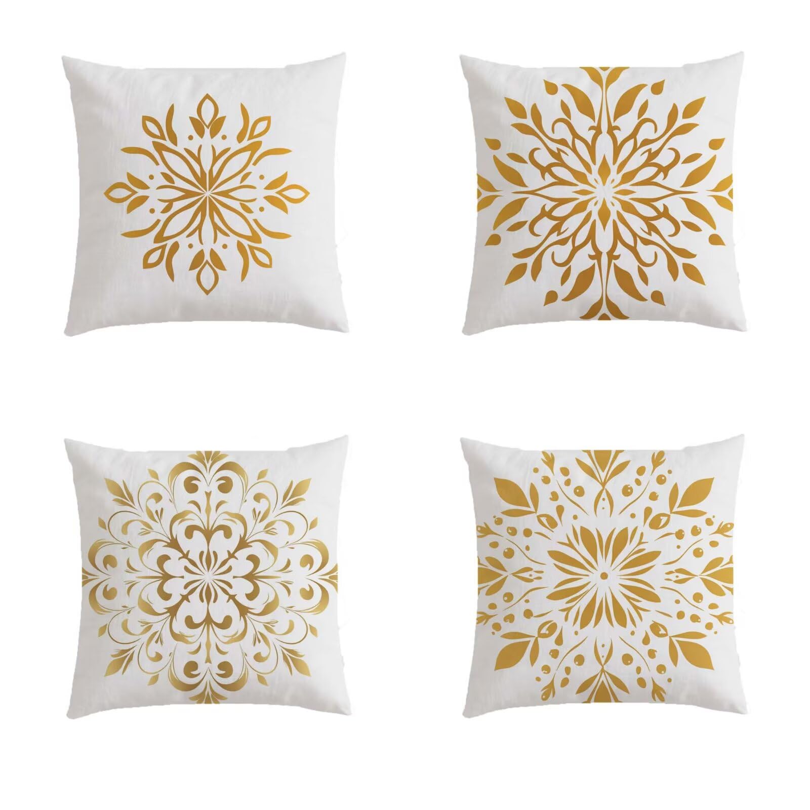 Housse de coussin 50x50cm exterieur jaune boheme lot de 4 taie oreiller carre