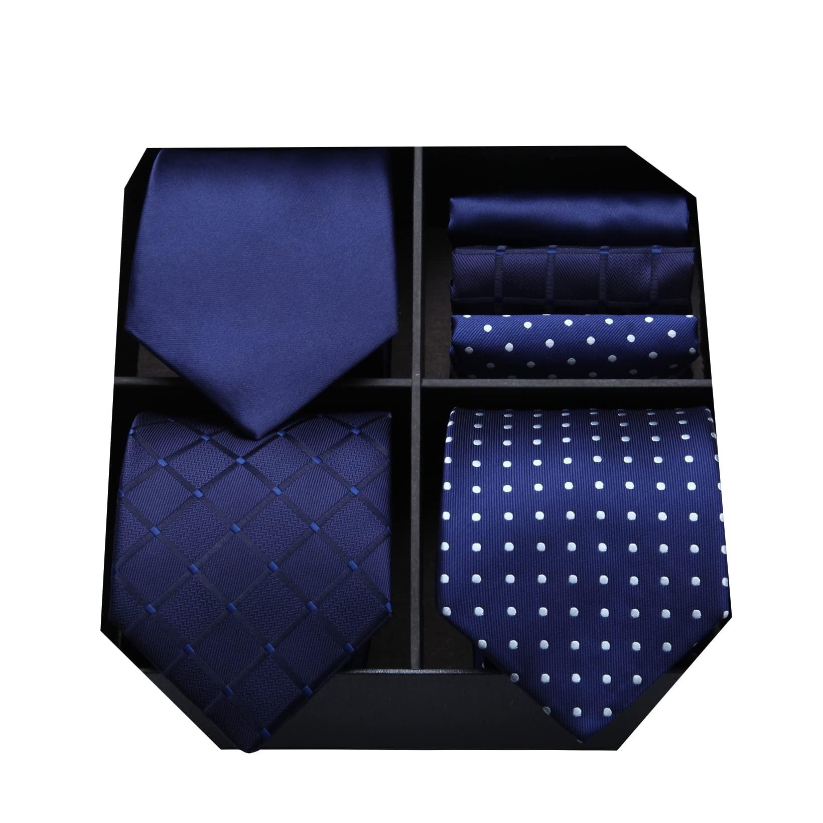 HISDERN Lot 3 PCS Classique elegant Pour des hommes Ensemble de cravate en soie Cravate & Carre de poche - Ensembles multiples 8.5cm Taille standard