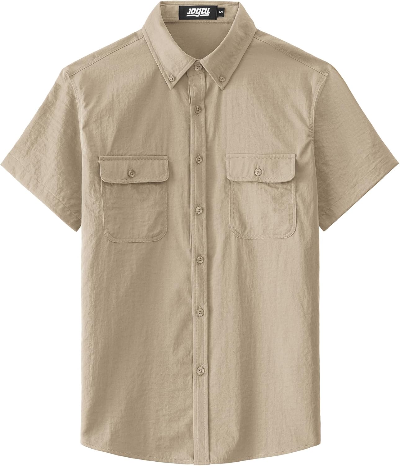 JOGAL Mens Button Down Short Sleeve Shirt Regular Fit Button Up Work Shirts with Two Pockets - Image 2