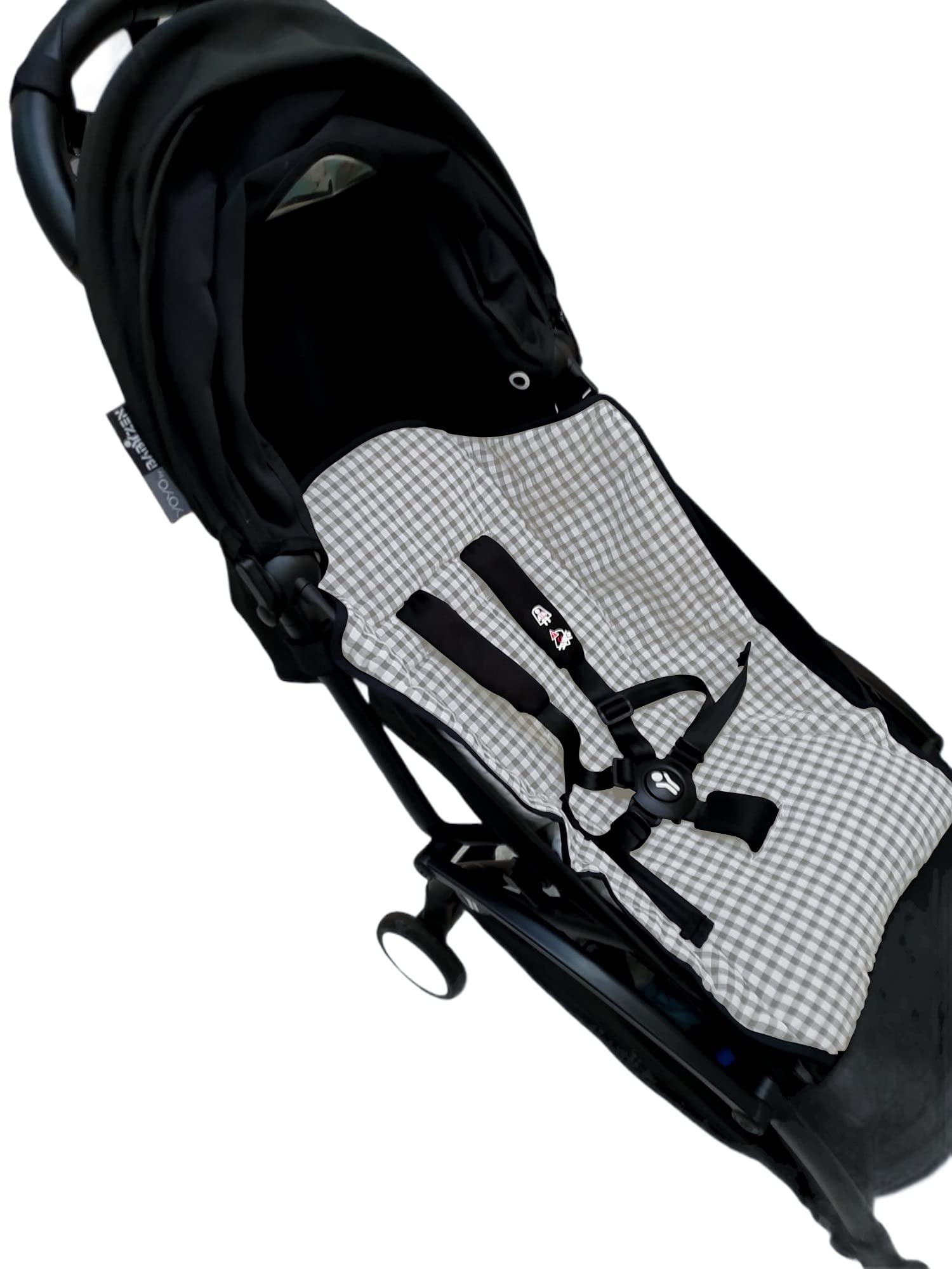 Colchoneta o funda para silla carrito compatible con Babyzen Yoyo. Vichy (Gris)