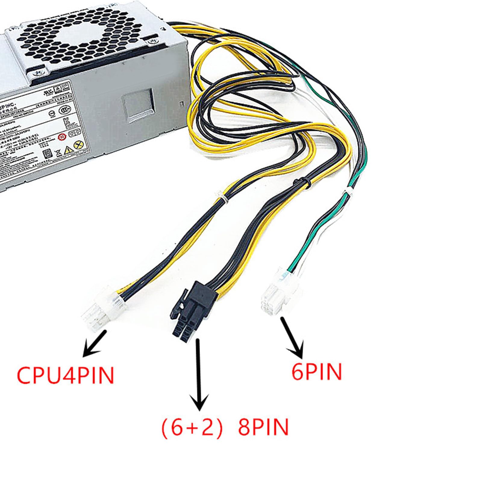 Alimentatore di rete per computer ad alta efficienza e silenzioso per desktop, potenza di commutazione 8 PIN (6+2 PIN), 180W - 600 risparmio energetico