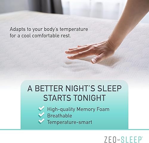 Miniatura 4 de ZEO-Sleep - Cubrecolchón de 1.5 pulgadas, tamaño Queen, de espuma viscoelástica, cubrecolchón de apoyo equilibrado para molestias de espalda, 80 x