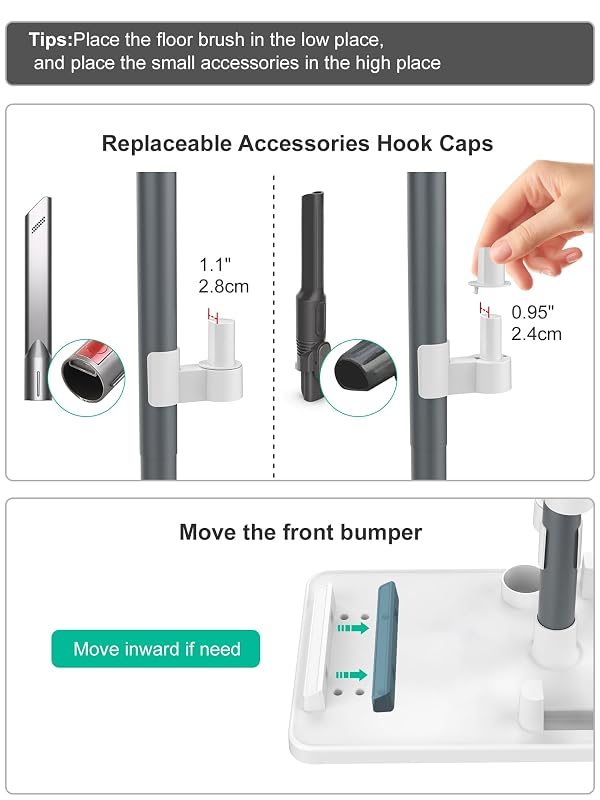 SheildOn Cordless Vacuum Stand, Adjustable Height, 7 Accessory Holders, Storage Box, Vac Standing Dock Compatible with Stick Vacuum Cleaners (Max. 1 4/5" Vac Wand), White by SheildOn - Image 13