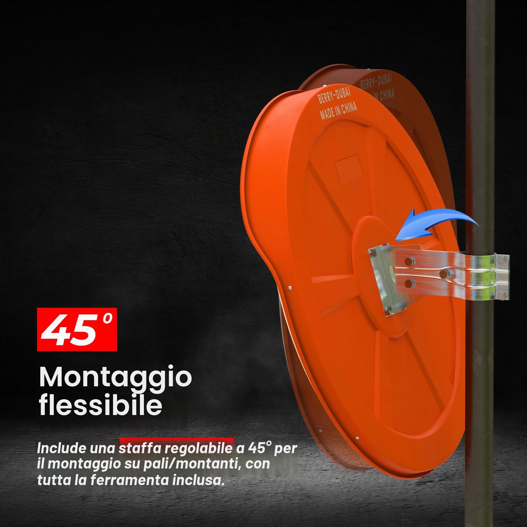 Specchio Convesso di Sicurezza da 80 cm per Vialetto, Angolo Cieco Grandangolare - Rotondo per Migliorare la Sicurezza in Ingressi di Casa e Ufficio