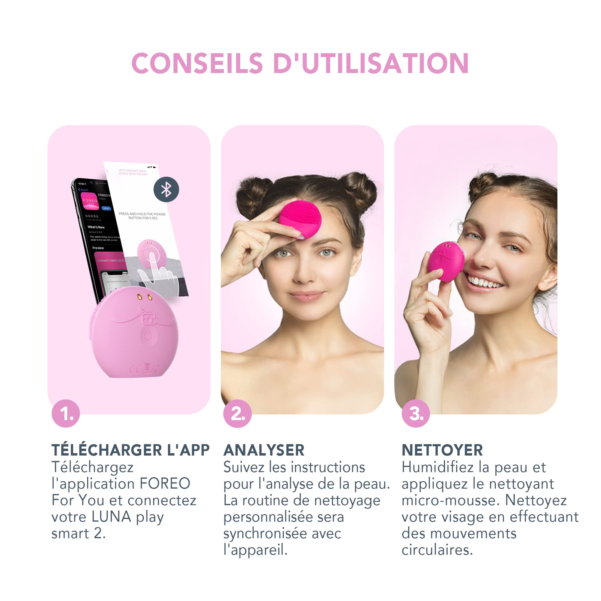 FOREO Skin Supremes LUNA play smart 2 + Nettoyant Micro-Mousse 100ml | Brosse Nettoyante visage + Soins de la peau | Cadeaux d'anniversaire beauté pour elle | Massage visage | Cadeaux pour femmes