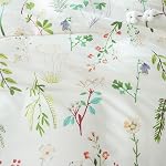 Duvet Cover Queen Floral - 3 Piece 100% Cotton Yellow & Red Floral Fresh Design 4 Corner Ties & Zipper Closure, Soft Breathable & Comfy Bedding (Queen Size)