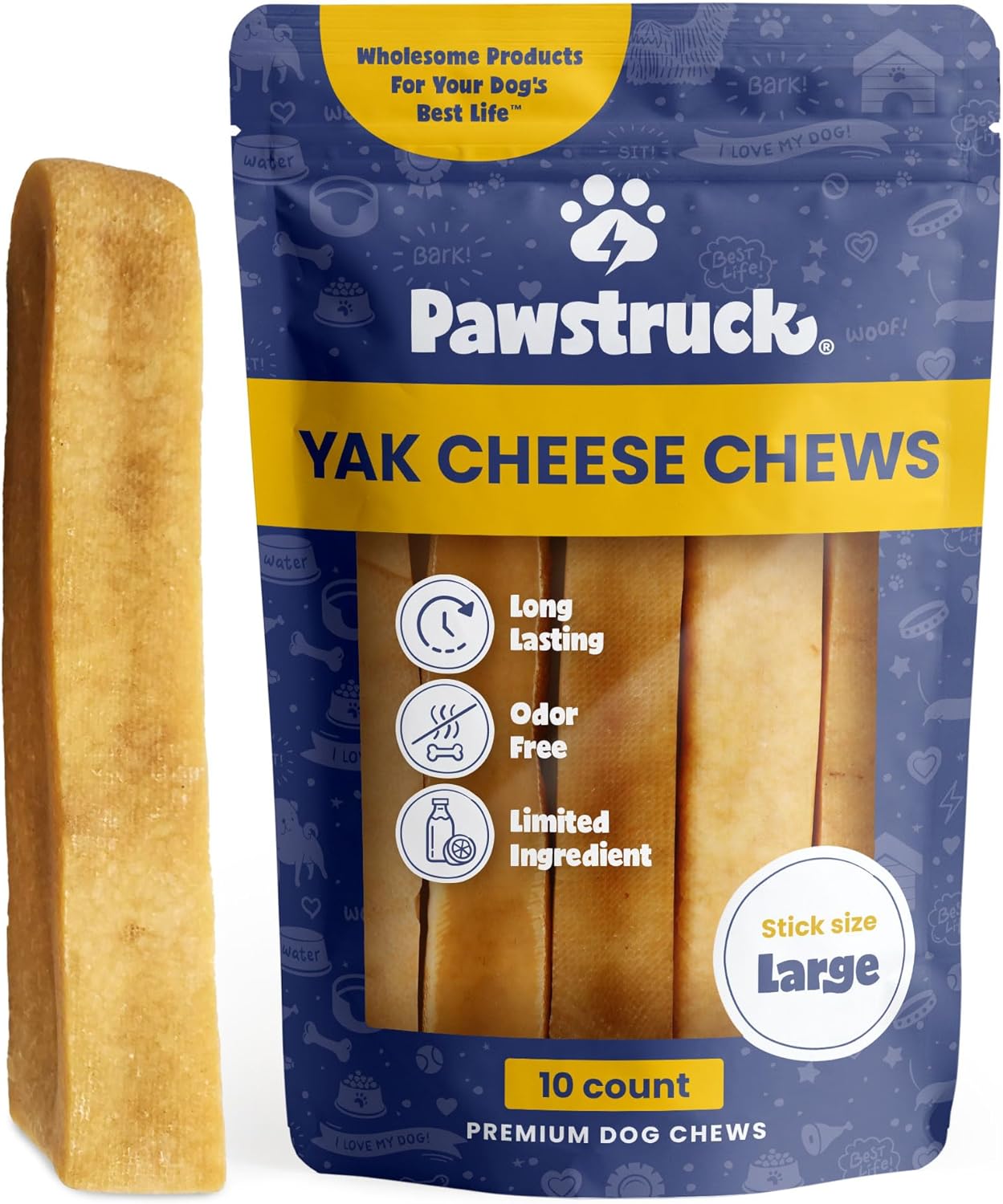 Pawstruck Himalayan Yak Cheese Chews for Dogs - Pack of 10