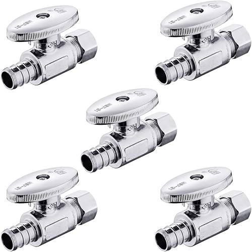 Miniatura 8 de EFIELD Válvula de tope de ángulo de giro 14 de pulgada de diámetro exterior de compresión x 12 de pulgada de crimpado Pex cromado para conexión a