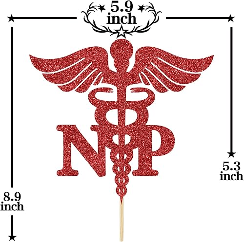 Miniatura 8 de Decoración para tartas MD con purpurina roja Felicidades Doctor 2023Superviviente de la escuela de medicinaClase de 2023RNBSNFuture Doctor