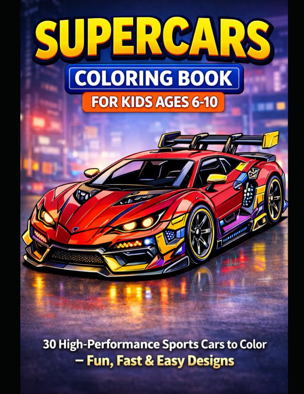 Supercars coloring book for kids