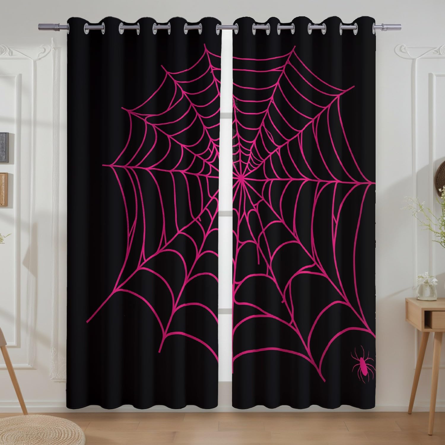 Genérico Minimal Neon Żyrandol Zasłony do drzwi i okien - odporne na blaknięcie Zasłony do sypialni z oczkami, magenta, 200 szer. x 260 cm cm (2 panele)