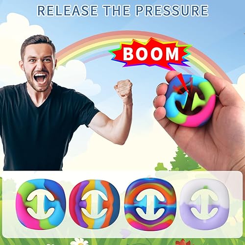 Miniatura 4 de Paquete de 4 juguetes para ansiedad para aliviar el estrés, juguetes sensoriales con agarre de mano, regalo para hacer ruido, para aliviar el